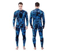 Muta Uomo Muta da sub in neoprene da 3 mm da uomo con cerniera posteriore e maniche lunghe, taglie forti, for pesca subacquea, da uomo, for surf(Blue,L)