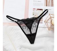 Mutande Bikini Slip 3Pcs Women G-String Sexy Mesh Embroidery Underwear Ladies Mutandine Lingerie Slip Perizoma Trasparenti (Color : Svart)