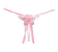 Mutande con Paillettes a Vita Bassa Perizoma da Massaggio con Perline a Farfalla Ricamate Sexy da Donna Slip Donna Culotte Vita Alta Body Brillantinato (Pink, One Size)
