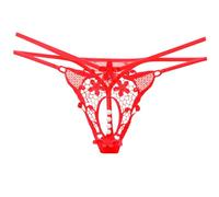 Mutande da donna, mutandine intime, mutandine trasparenti e speziate, con cavallo aperto, per donne a vita bassa, fascino seducente, massaggio con perle, giapponese scavato, Colore: rosso, Taglia