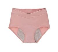 Mutande da donna Panties a vita alta, a prova di perdite, in cotone a prova di perdite, durante la notte, mutandine mestruali, Colore: rosa., 4XL