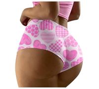 Mutande da donna Panties, slip a triangolo traspirante con stampa a cuore, per il tempo libero e le vacanze, Colore: rosa., L