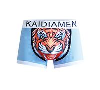 Mutande da uomo 2024 maglia in silk maschile intimo intimo tigre che cuce traspirante comodo stile coreano boxer uomo alla moda, Celeste., L