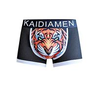 Mutande da uomo 2024 maglia in silk maschile intimo intimo tigre che cuce traspirante comodo stile coreano boxer uomo alla moda, Nero , XXL