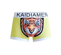 Mutande da uomo 2024 maglia in silk maschile intimo intimo tigre che cuce traspirante comodo stile coreano boxer uomo alla moda, giallo., 3XL