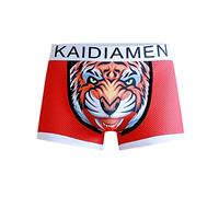 Mutande da uomo 2024 maglia in silk maschile intimo intimo tigre che cuce traspirante comodo stile coreano boxer uomo alla moda, Colore: rosso, XL