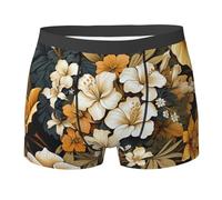 Mutande da Uomo Beautiful Tropical Flower Light Yellow Grey Pantaloncini Traspirante E Vita Elastica Slip Uomo Intimo L