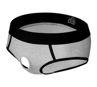 Mutande da uomo in cotone con anello anteriore e foro, slip sexy da uomo, pantaloncini elastici traspiranti in tinta unita, biancheria intima comoda (M grigio)