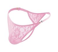 Mutande da uomo in pizzo perizoma slip traspirante slip aperto su entrambi i lati, boxer tinta unita, Colore: rosa., XL