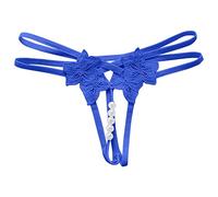 Mutande Donna Intimo Panties Donna Tanga Pizzo Floreale Vita Bassa Nessun Fiocco, Schiena T Regolabile Intimo Donna, Blu, Taglia unica