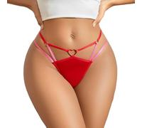 Mutande Donna Perizoma - Lingerie Sexy Intimo per Il Relax A Casa Set di Mutandine con Schiena A T Perfetto per Tutte Le Stagioni Perfetto per Serate E Appuntamenti Serali (Red XL)