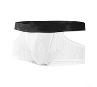 Mutande funzionali da uomo a vita alta, traspiranti in rete sportiva con design (L bianco)