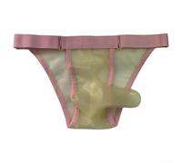 Mutande in lattice da uomo, slip trasparenti per feste e spettacoli di DJ Club, lingerie per occasioni speciali (L beige)