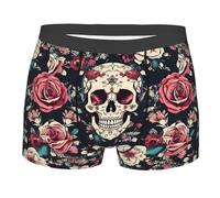 Mutande Per Gli Uomini Fiori Cranio Modello Ornamentale Boxer Shorts Per Gli Uomini Traspirante Umidità Boxer Slip Hipster Uomini Pantaloni Biancheria Intima, Come nella foto, S