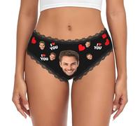 Mutande Personalizzate con Foto di Volti,Mutande Donna Vita Alta Personalizzato, Slip Personalizzate per la Foto del Viso del Marito della Moglie Regali per Compleanno,San Valentino e Anniversario