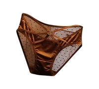 Mutande Personalizzate Donna-Intimo di pizzo per donna Trasparente a vita bassa scavato Puro desiderio Pantaloni a triangolo sul cavallo in cotone oversize Pantaloni con fondo in raso liscio di seta