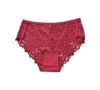 Mutande sexy da donna, in pizzo, morbide, slip hipster, comode da donna, elasticizzate, per mutande alte monouso, Colore: rosso, XXL