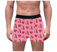 Mutande Stampa Personalizzate Funny Photo Customized Underwear Briefs for Husband Natale Intimo Uomo, Colore: rosa., L