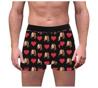 Mutande Stampa Personalizzate Funny Photo Customized Underwear Briefs for Husband Natale Intimo Uomo, Nero , L