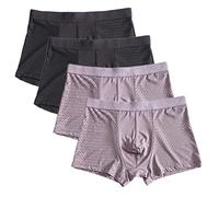 Mutande Uomo 4Pcs Fibre De Bambou Plus Shorts De Grande Taille Sous-vêtements Respirants 5XL 6XL 7XL 8XL-BRE Blk_7XL_4 pièces