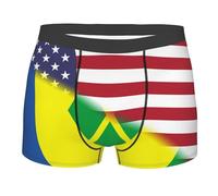Mutande Uomo American Flag And Flag of Saint Vincent Grenadines Intimo Mutande con Elastico in Vita Elasticizzato Underwear Uomo, per Marito, Amanti, Fidanzato, M