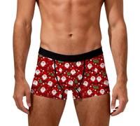 Mutande Uomo Boxer Natale - Stampato Comodi Slip Elasticizzati da Indossare Il Giorno Design Unico per Le Feste Tessuto Traspirante e Morbido Perfetto per la qualità (Red L)