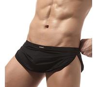 Mutande Uomo Cotone G-String Tinta Unita Leggero Divertente Trunk Lettera A Vita Bassa Mutande Erotiche Traspirante Jockstrap Sissy Lingerie Bikini Slip, Nero , XL