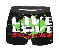 Mutande Uomo Live Love Soccer Football Intimo Mutande Traspiranti E Aderenti con Elastico in Vita Boxer Aderenti da Uomo, per Fidanzato, Amanti, Marito, L