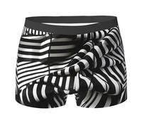 Mutande Uomo Resistente Boxer Uomo Black & White Stripe Print Senza Etichetta Pantaloncini per L'Uso Quotidiano Uomini M