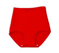 Mutande Vita Alta Donna Pancia a vita alta da donna in tinta unita, taglie forti, biancheria intima casual elasticizzata in cotone comodo e ampio Slip Donna Sexy Cotone Lovable Slip Donna (Red, XXXXL)