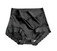 Mutandine a vita alta in raso di ghiaccio premium da donna Slip modellanti senza cuciture in ghiaccio raso Mutandine a vita alta in ghiaccio Slip Lovable Cotone Mutande Donna Cotone Culotte (Black, M)