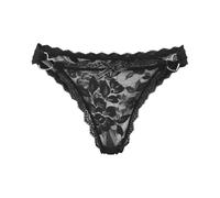 Mutandine a vita alta per le donne in pizzo multicolore Bowknot scava fuori vedere attraverso mezzo fianco per pantaloni da donna, Nero , S