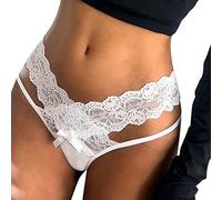 Mutandine Brasiliane Donna Slip G-String Thong con Cavallo di Cotone Mutande Senza Cuciture Vita Bassa Mini Perizoma Pizzo Bianria Intima Sessuale Hot