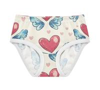 Mutandine con elastico in vita, biancheria intima biologica per ragazze e ragazze con cuore e ali blu nelle taglie 2T, 3T, 4T, 5T, 6Y e 8Y, Colorato, 3-4 anni