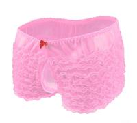 Mutandine da uomo con sacchetto, biancheria intima in pizzo stile vintage, mutandine comode ed eleganti (rosa)