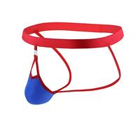 Mutandine da uomo Ghiaccio Silk Back Empty Panties Tanga Rimovibile Glutei, Exposed Ice Silk Scavato, Grande Tasca Pantaloni Stringhe da uomo con, Blu, L
