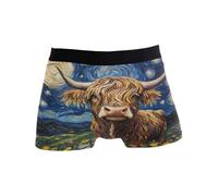 Mutandine da Uomo Highland Cow Starry Night Boxer da Uomo Morbida Boxers Uomos Mutande Flessibile Boxers Slip per Uomos per Regalo Boy Marito XXL
