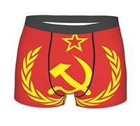 Mutandine da Uomo Soviet Union CCCP USSR Emblem Red Boxer da Uomo Elasticizzate Boxers da Uomos Pantaloncini Traspirante Boxers Uomos Mutande per Marito Fidanzato Amante XL