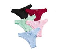 Mutandine In Cotone Da Donna, Comode Mutande Francesi A Vita Media Con Bottone D'Amore Cavo Sul Retro, Morbidi Slip Elasticizzati Perizoma Mutandine A Vita Bassa, Confezione Da 5, Multicolore, M
