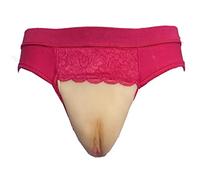 Mutandine Intimo Della Vagina Finta Del Silicone Degli Uomini Penetrabili Vagina Boxer Slip per Crossdresser Transgender Shemale, Rosa rossa., XXXL