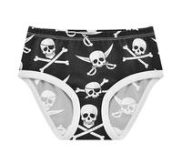 Mutandine per bambini 2T per uso quotidiano all'aperto, in cotone leggero con stampa di teschi pirata nera per bambine, Cool Pirate Skulls Nero, 4 anni
