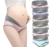 Mutandine per Gestante Cotone Mutande Gravidanza Donna Vita Bassa V-Forma Culotte Premaman e Post Parto Morbido Biancheria Intima in Gravidanza Pantaloncini,Confezione da 6,32-34