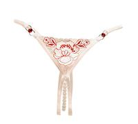 Mutandine sexy da donna in pizzo con lacci all'uncinetto Panty Tangas G String lingerie intimo, bianco, Taglia unica