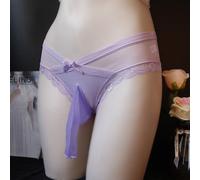 Mutandine uomo in pizzo nodo con fiocco biancheria intima alla moda con un tocco