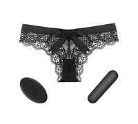 Mutandine vibranti Slip Perizoma Vibrante in pizzo nero con bullet removibile e telecomando wireless Controllo Remoto a distanza 10 vibrazioni in silicone ricarica USB Silenzioso