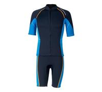 Mute da 1,5 mm for uomo e donna, con cerniera frontale, in neoprene, a maniche corte(Man-Blue,S)