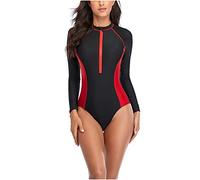 Mute da Surf Sportive da Donna Triangolo Intero con Cerniera Muta da Surf Costumi Interi da Bagno per Il Controllo della Ppancia Beachwear Swimwear Zip Frontale Colore a Contrasto per Immersioni