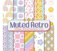 Muted Retro Scrapbook Paper Craft Pad: 10 Cute Groovy Designs, 20 Double-Sided Sheets Printed on 8.5"x8.5" Sized Paper With Premium Color. Perfect for ... Cardstock, Gift Wrapping, DIY Project Etc.