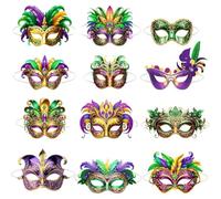 Muteitt 12 Pezzi di Maschere di Mardi Gras, Maschere di Carnevale, Maschere di Ballo, Bomboniere per Donne E Uomini, Decorazioni di Mardi Gras, Articoli per Feste