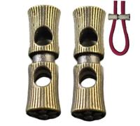 Muteitt 2 Pezzi di Fibbia in Ottone Paracord con Perline, Perline per Cordino a Doppio Foro, Perline Distanziatrici Sciolte in Metallo per Bracciale Gioielli, Strumento per Corde